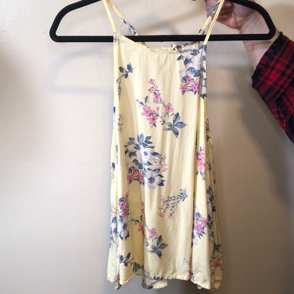 Yellow Floral Halter Tank
